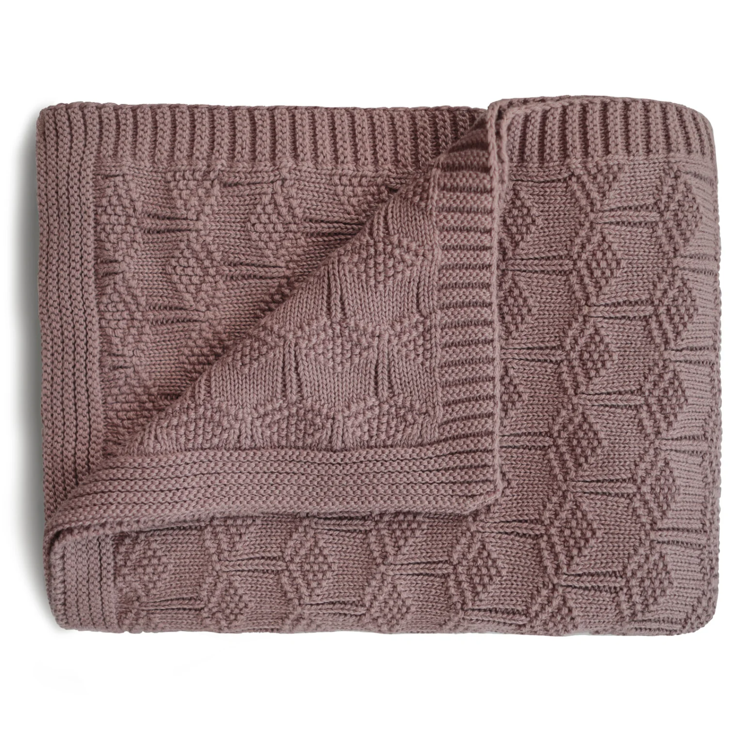 Mushie Knitted Honeycomb Baby Blanket Desert Rose