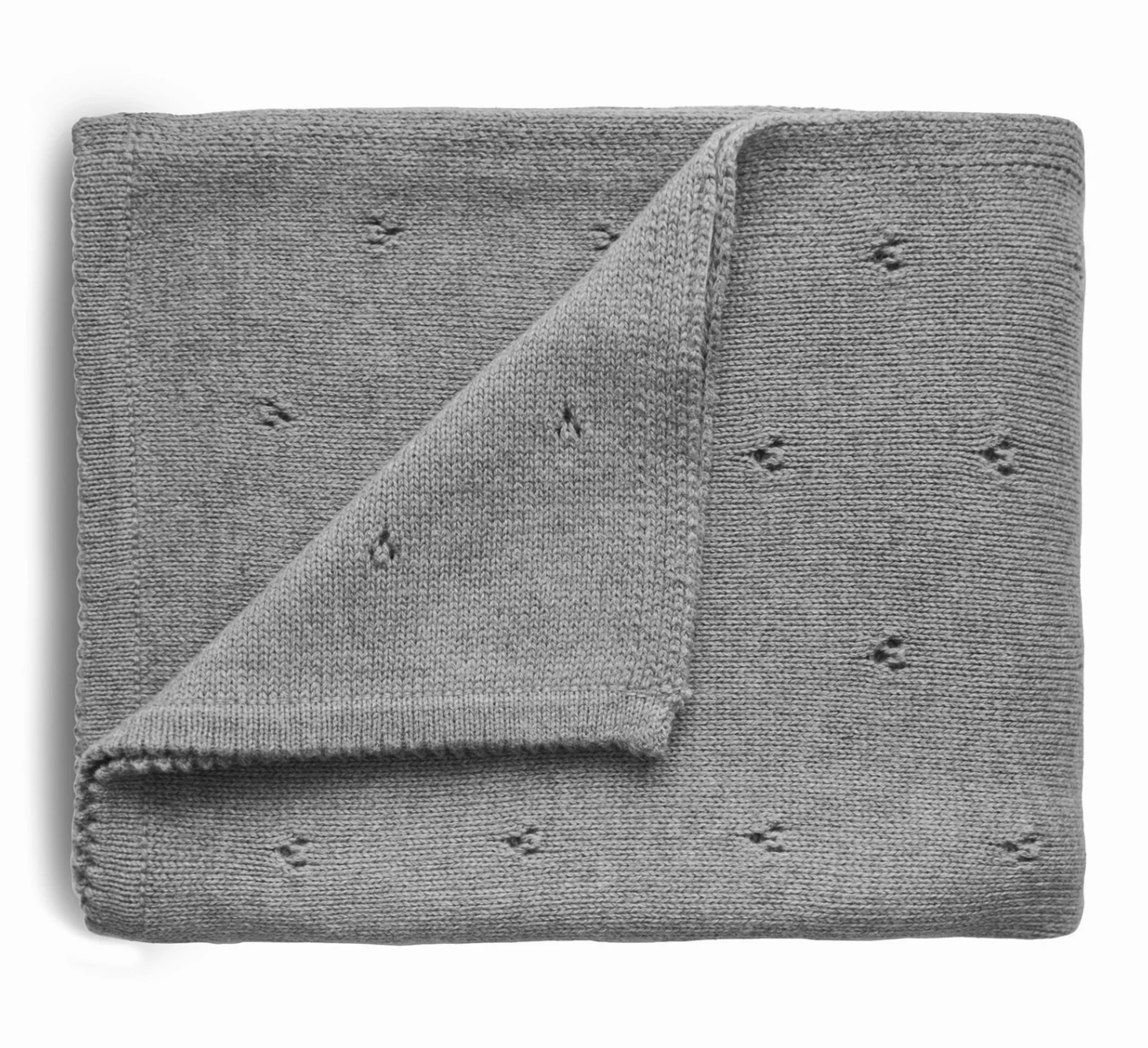 Mushie Knitted Pointelle Baby Blanket Grey Melange