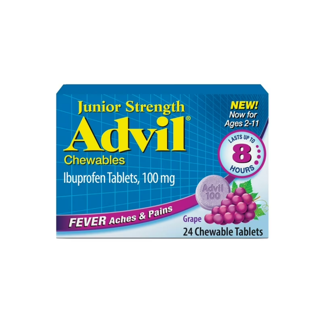 Advil Junior Strength Grape Flavored Fever Chewable Tablets 100mg 24ct