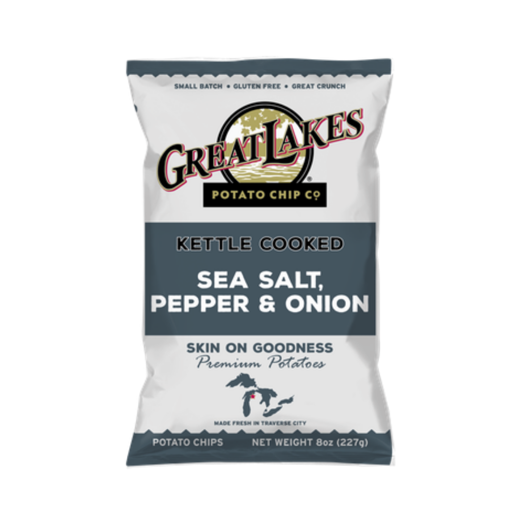 Great Lakes Kettle Cooked Sea Salt, Pepper & Onion Chips 14oz