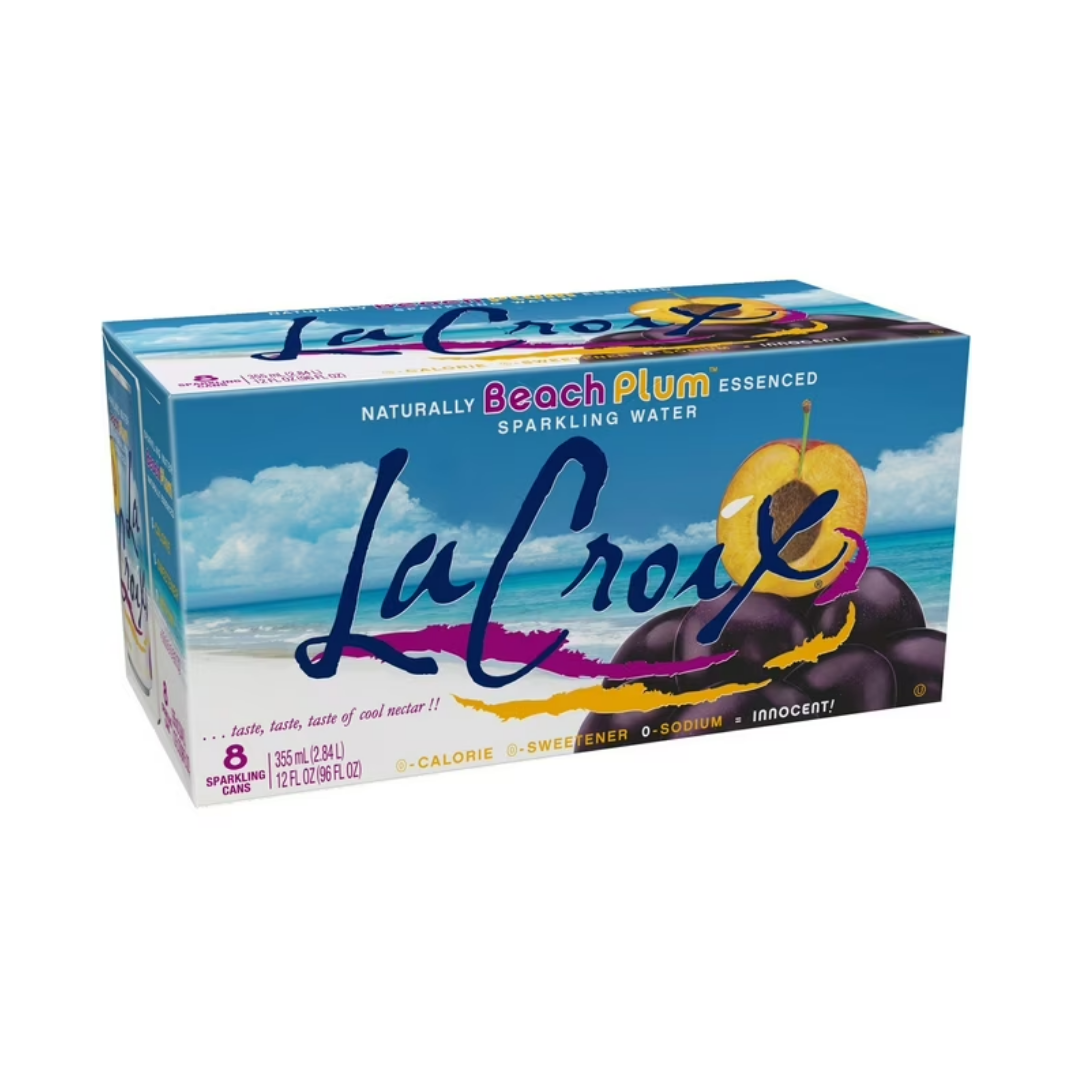 LaCroix Beach Plum Sparkling Water Cans 12fl oz X 8