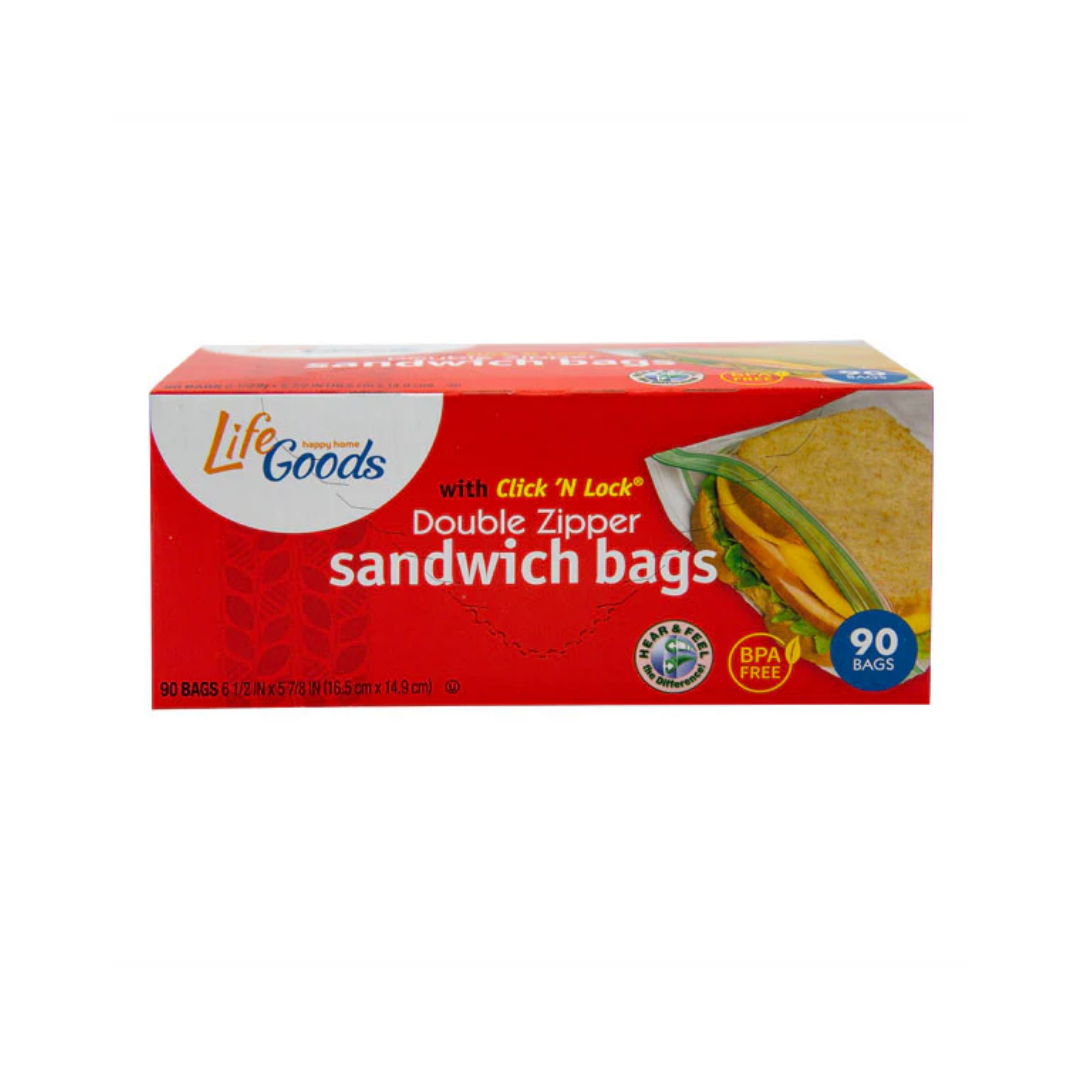 Life Goods Double Zipper Sandwich Bags 90ct