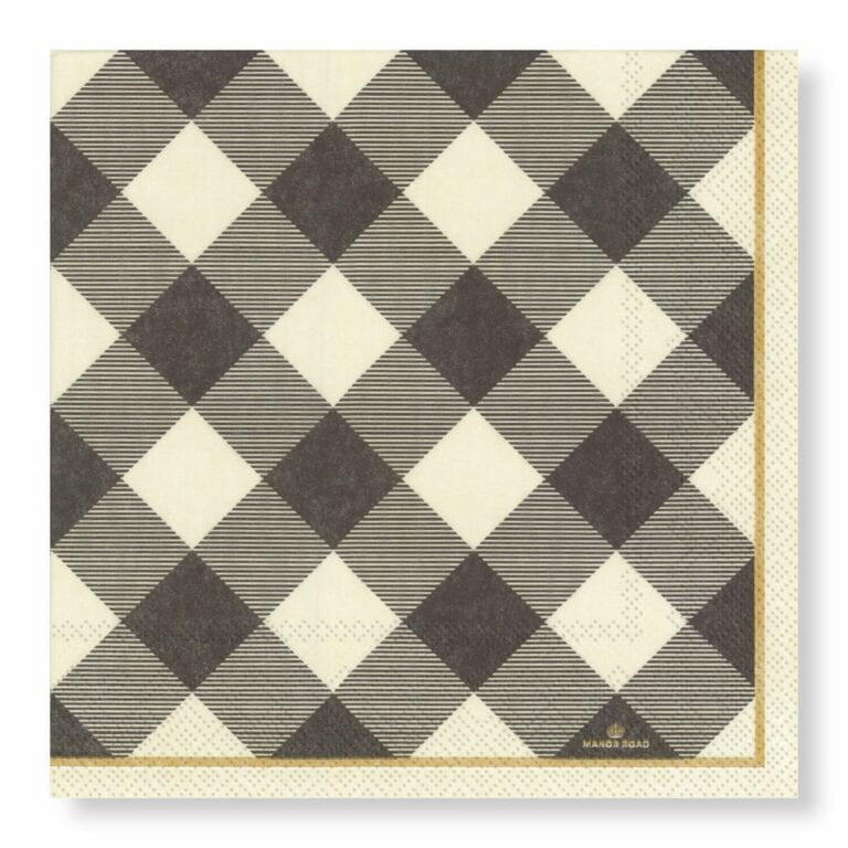 Manor Road Gingham (Grey) Dinner Napkins 20Pk