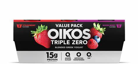 Oikos Triple Zero Strawberry and Mixed Berry Yogurt 6ct 5.3oz