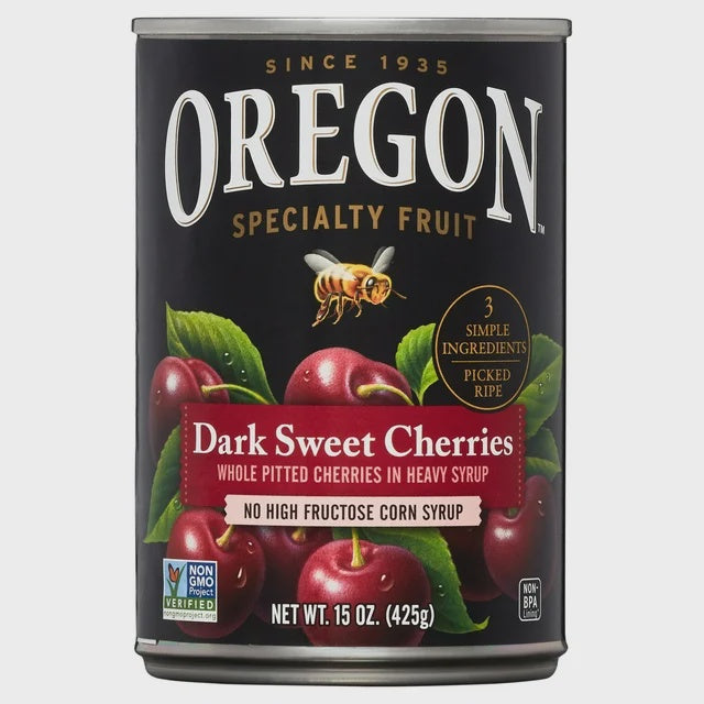 Oregon Dark Sweet Whole Pitted Cherries in Heavy Syrup 15oz