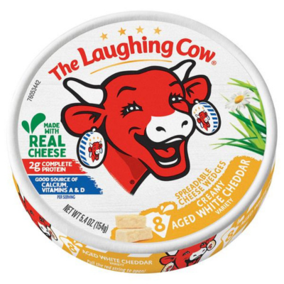 The Laughing Cow Spreadable Cheese Wedges Creamy Aged White Cheddar 5.4oz