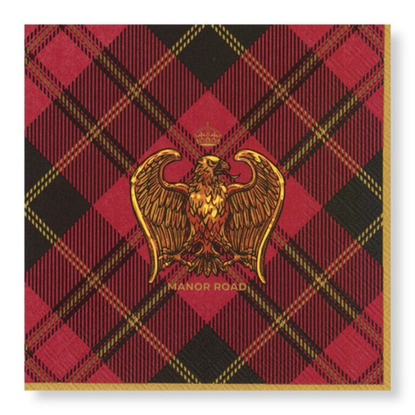 Manor Road Eagles on Tartan Cocktail Napkins 20Pk