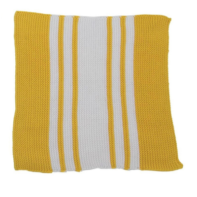 Cotton Knit Striped Dishcloth Yellow & Cream