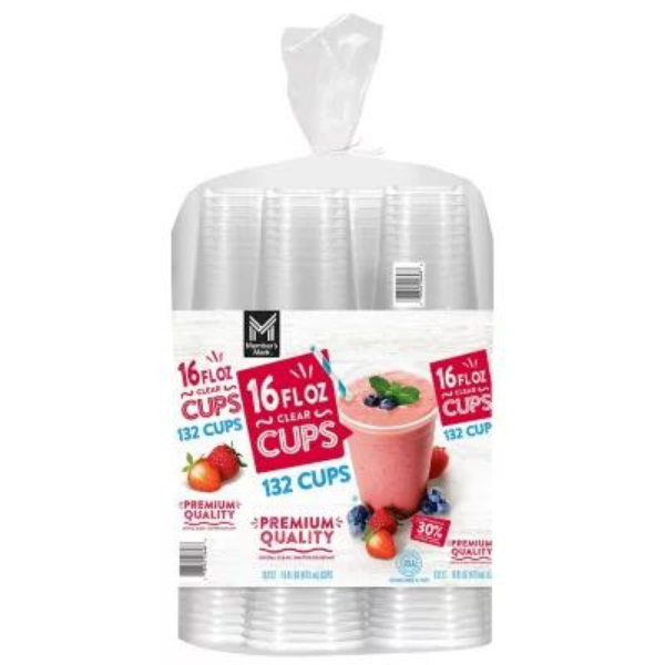 Member's Mark Clear Plastic Cups 16oz x 132ct