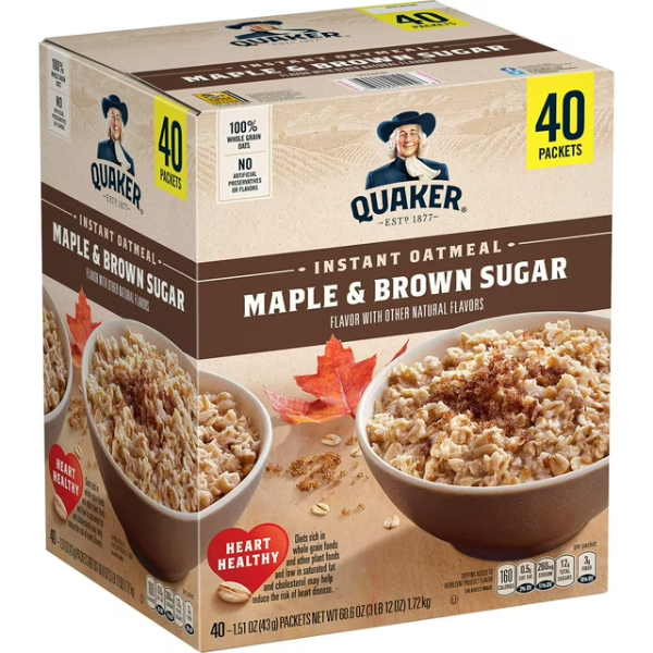 Quaker Maple & Brown Sugar Instant Oatmeal 40ct