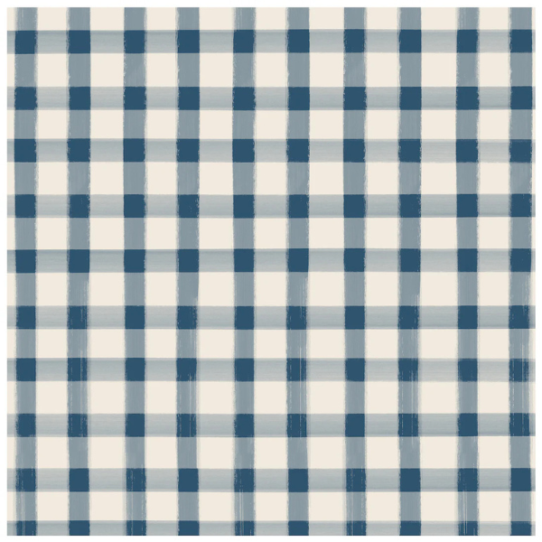 Navy Painted Check Cocktail Napkins 20pk