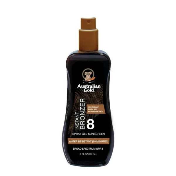 Australian Gold Spray Gel Sunscreen with Instant Bronzer SPF 8 8oz