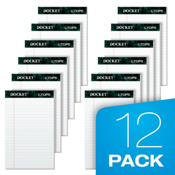 TOPS Docket Ruled Writing Pads 5"x8" x 12ct