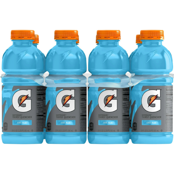 Gatorade Cool Blue Sports Drink Bottles 20fl oz x 8