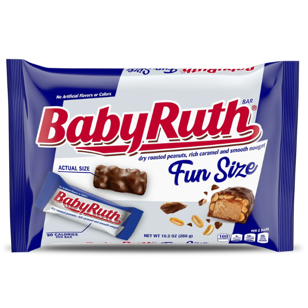 Baby Ruth Fun Size Chocolate Candy Bar Bag, 10.2 oz