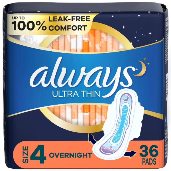 Always Overnight Thin Flex Wing Pads 36ct