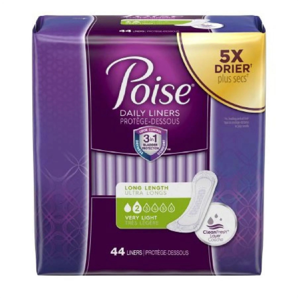 Poise Long Length Daily Liners 44ct