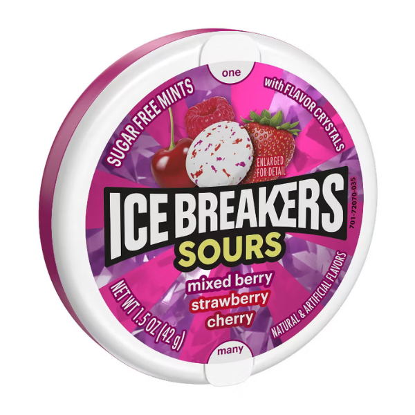 Ice Breakers Sour Mixed Berry & Strawberry Mints 1.3oz