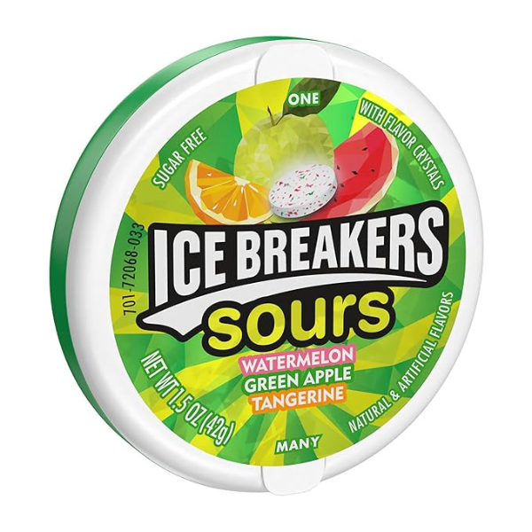 Ice Breakers Sours Watermelon Green Apple Tangerine Mints 1.5oz