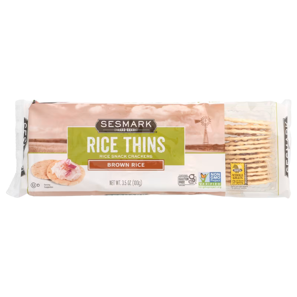 Sesmark Brown Rice Thins Gluten  Free 3.5oz