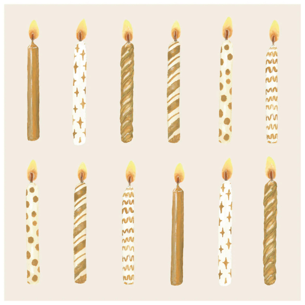 Gold Candles Cocktail Napkins 20pk