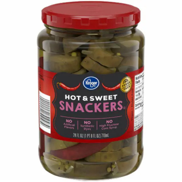 Kroger Hot and Sweet Snackers Pickles 24oz