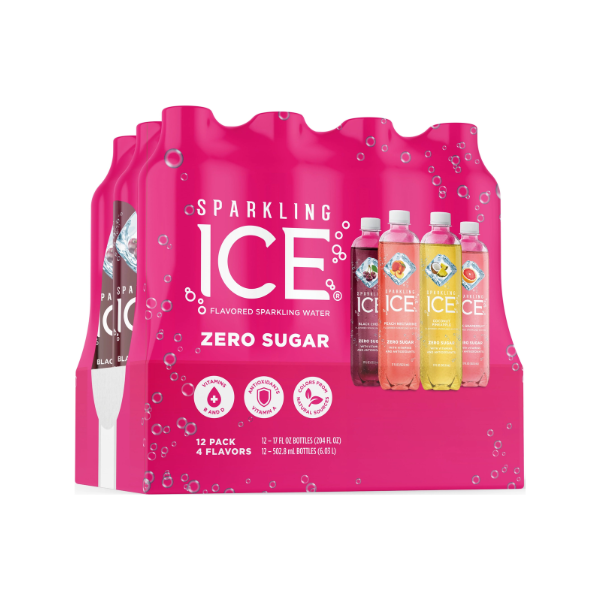 Sparkling Ice Peach Nectarine, Coconut Pineapple, Black Cherry, Pink Grapefruit 17oz x 12