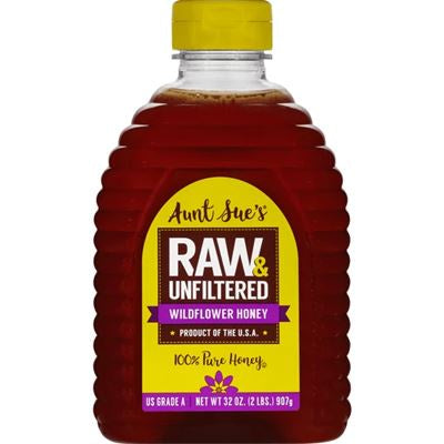 Aunt Sue Raw Unfiltered Wildflower Honey 32oz