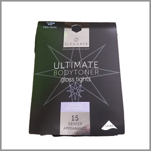 Elegante Ultimate Bodytoner Control Top Tights with Gloss Leg Reinforced Toe Black XL 2pk