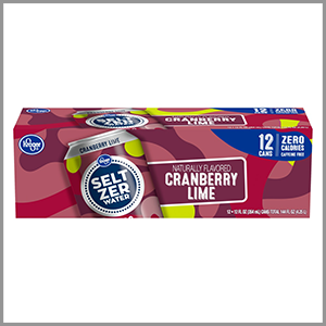 Kroger Cranberry Lime Seltzer Water 12fl oz x 12