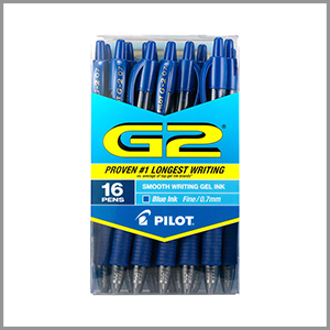 Pilot G2 Gel Roller Ball Rectractable Blue Pens 0.7 mm x 16ct