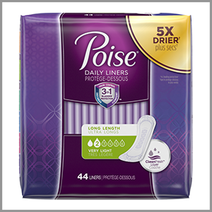 Poise Long Length Daily Liners 44ct