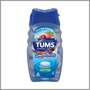 Tums Chewable Smoothies Berry Fusion  750mg Antacid Tablets 60ct