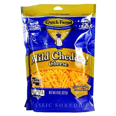 Dutch Farms Shredded Mild  Cheddar Cheese 8oz